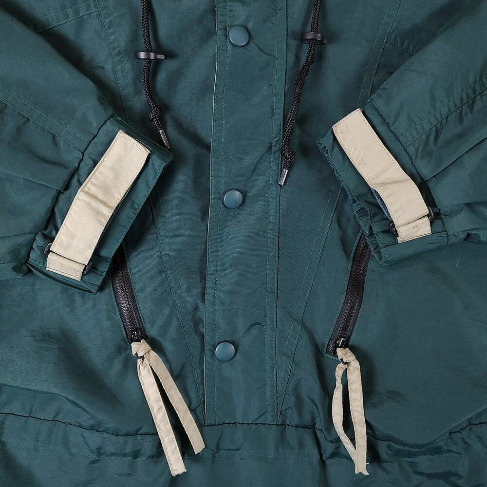Men's Vinatage Athletic Works Dark Green and Beige Windbreaker Pullover Jacket - Picture 8 of 13